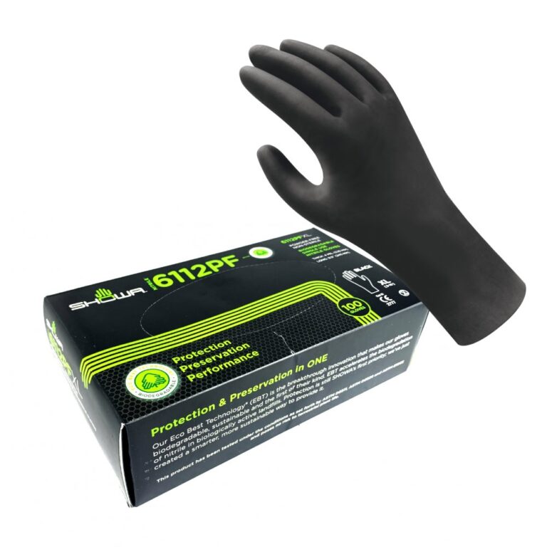 SHOWA SH6112PF Biodegradable Single Use Nitrile Gloves Powder Free, 100 ...