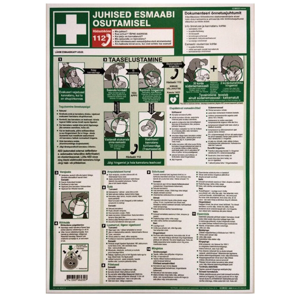 Esmaabiplakat A3 lamineeritud, eesti keeles